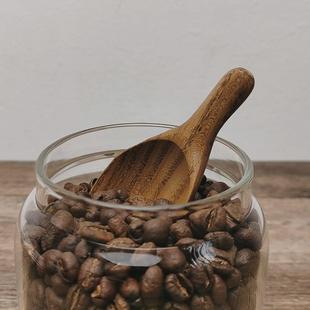 原木复古咖啡豆小木勺茶叶铲小勺宽口迷你实木短柄茶匙量勺