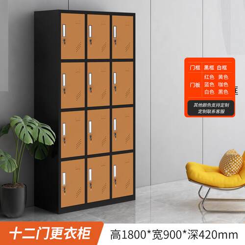 更衣柜彩色员工铁皮柜子健身房换浴室美容院储物柜感应锁存包柜