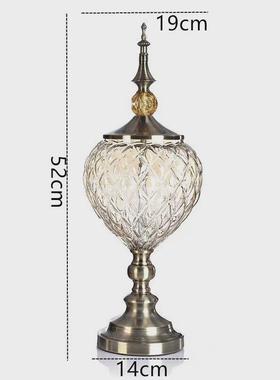 欧式铁艺玻璃花瓶样板间仿真花金属花瓶欧式居装饰品客厅装饰摆件