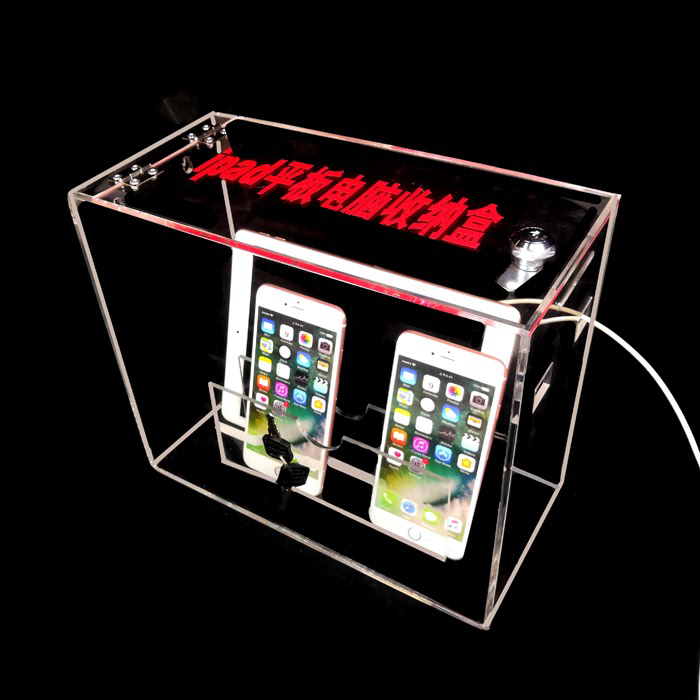 iPad平板电脑定制盒带锁桌面整理收纳盒手机保管箱透明平板保护盒