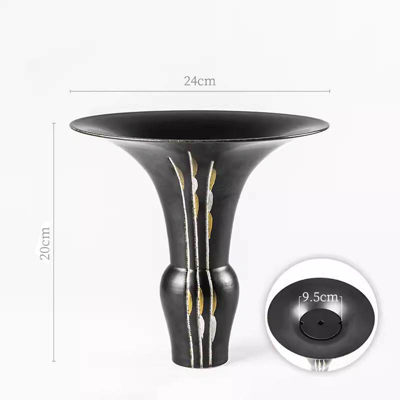 墨蓝花器道池坊标准生花立花插日式器禅意花花插花器皿高脚花盘