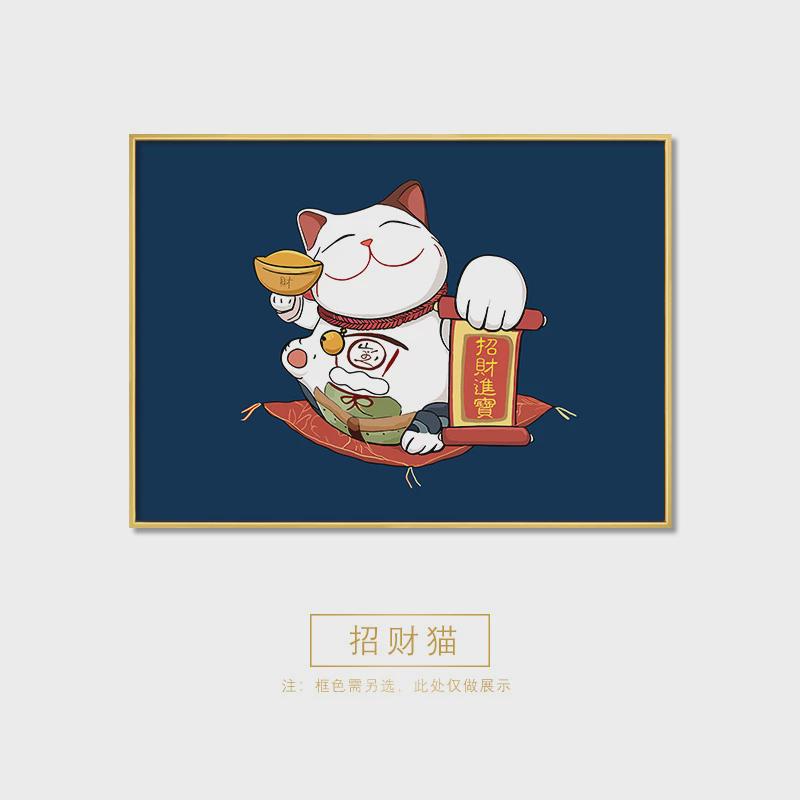日式招财猫创意挂画遮挡配电箱总开关电闸电表箱装饰画免打孔壁画