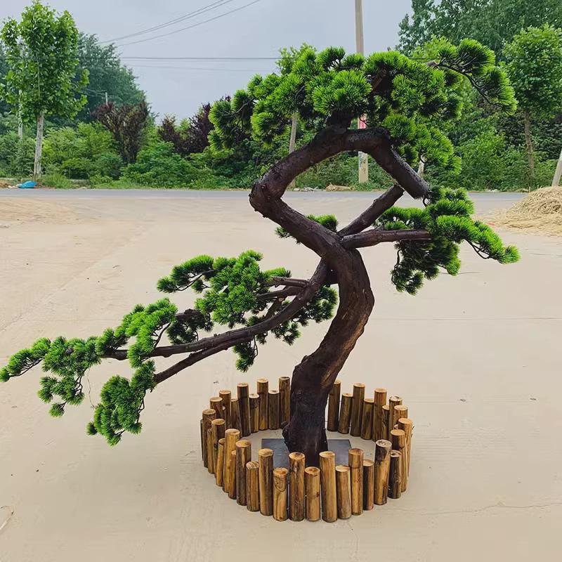 仿真美人个性迎客松假树大型松树罗汉松商场酒店装饰造型松