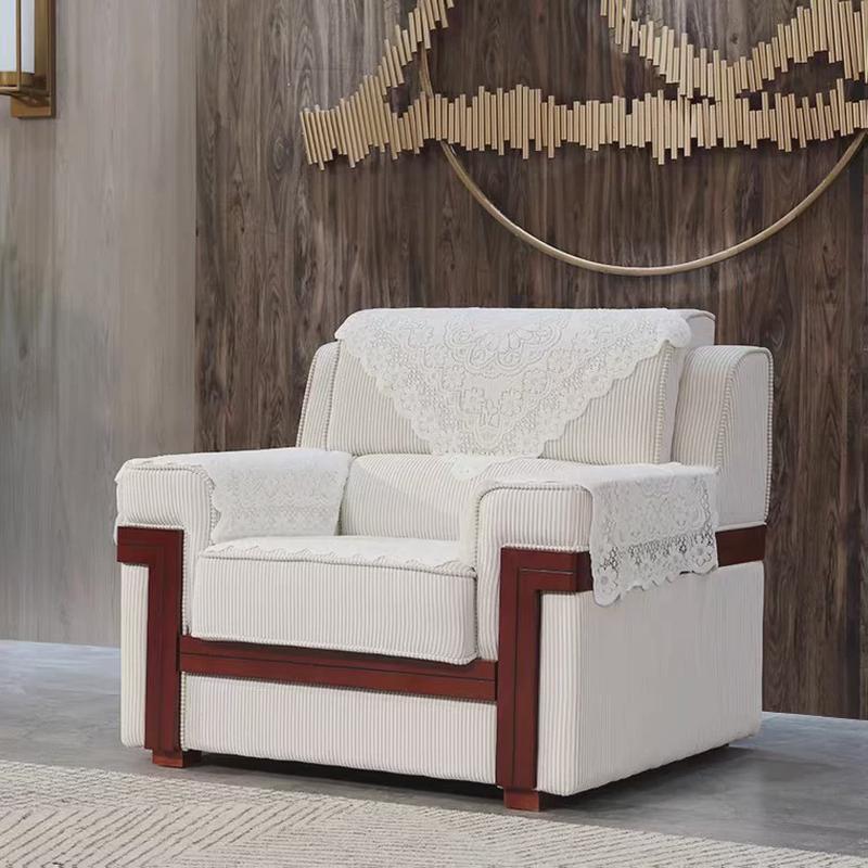 贵宾会议接待室沙发现代布艺实木会客商务办公洽谈单人位茶几组合