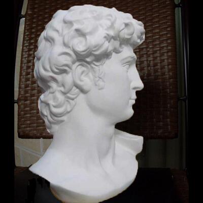 ins风格31厘米树脂仿石膏中号大卫头像人物雕塑欧式摆件北欧简约
