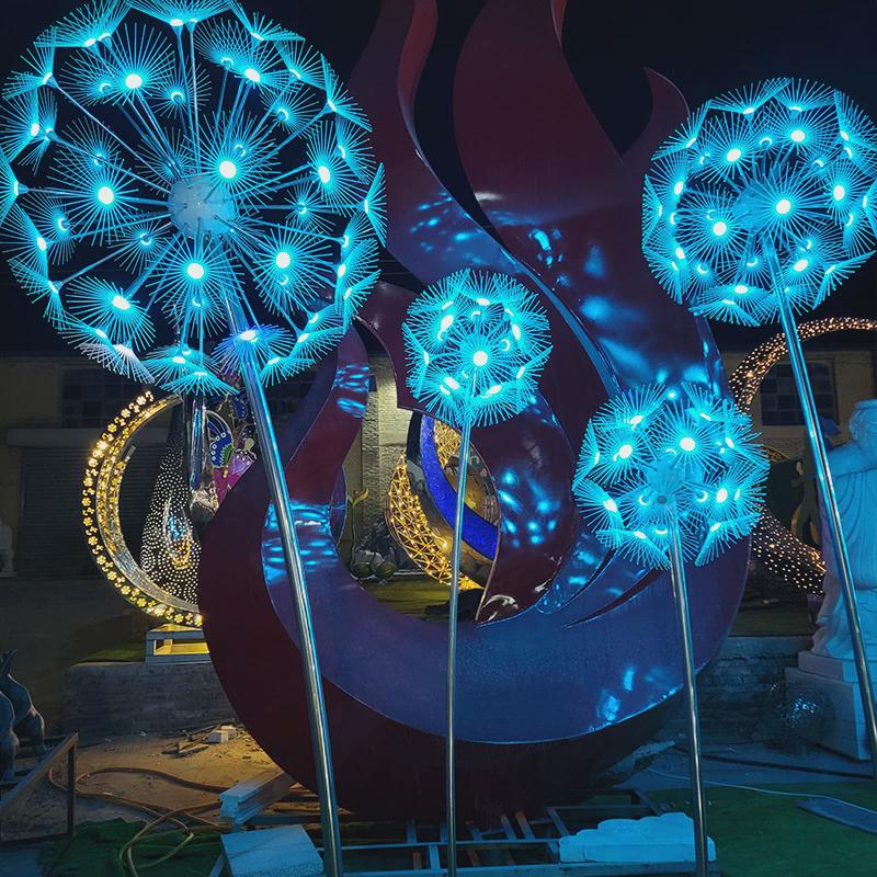 户外大型不锈钢雕塑定制圆环动物发光景观园林公园广场镜面摆件