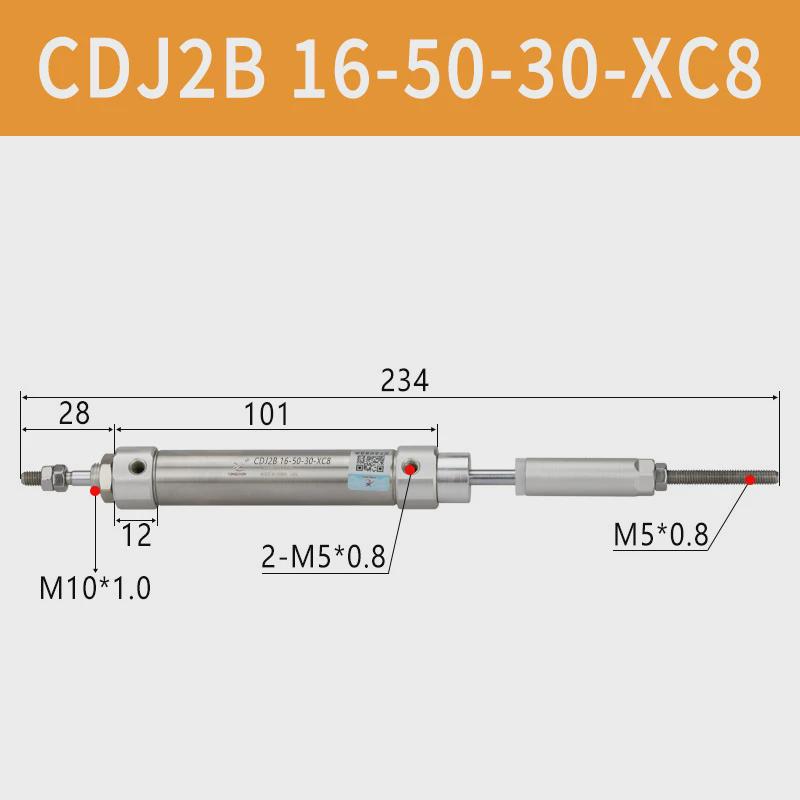星辰气动不锈钢可调迷你小气缸CDJ2B16-15/20/25/45/50/75-40-XC8