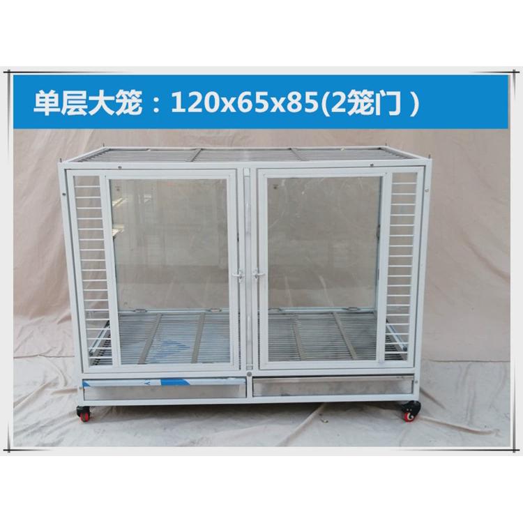 烤漆黑色医院美容店宠物304不锈钢观赏钢化玻璃展示柜寄养狗笼子