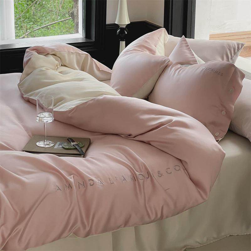 夏季莱赛尔兰精天丝四件套丝滑裸睡被套床单高级感轻奢床上用品4