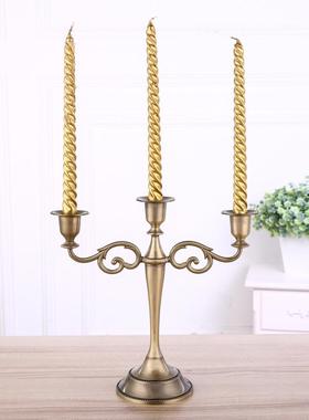 热销金属蜡烛台欧式复古婚礼家用餐厅五头金色郁金香烛台摆件烛台