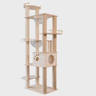 定制实木猫窝猫爬架一体式猫咪爬架宠物架子猫抓板猫跳板订制