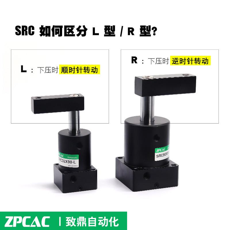 旋转度转角下压气缸src-r-l-25/32/40/50/63x90hsr90夹紧180度
