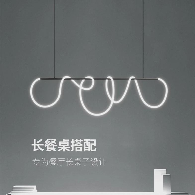 吊灯简约现代线条吧台餐厅客厅长条创意个性软装网红音符餐吊灯