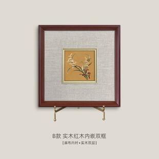 新中式没骨鸟独特中古风客厅玄关斗柜背景墙挂画书房边柜装饰摆件