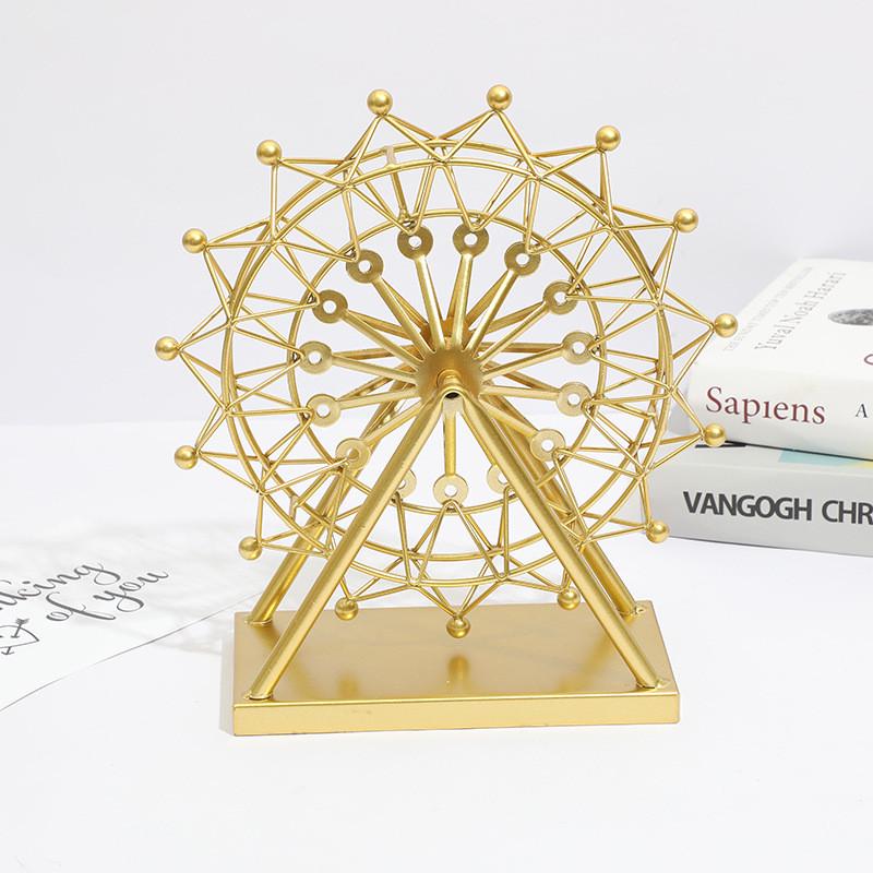 新款铁艺摩天轮模型摆件创意金属工艺品欧式酒柜书房装饰品