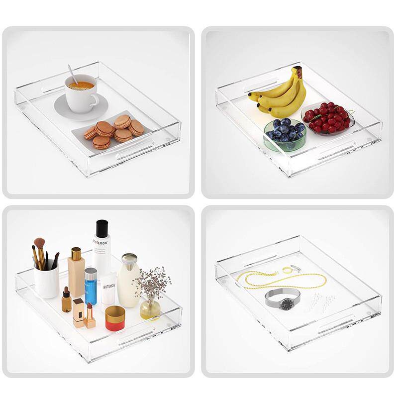 亚克力展示托盘长方形桌面餐具展示托盘带手柄收纳盘摆放盘