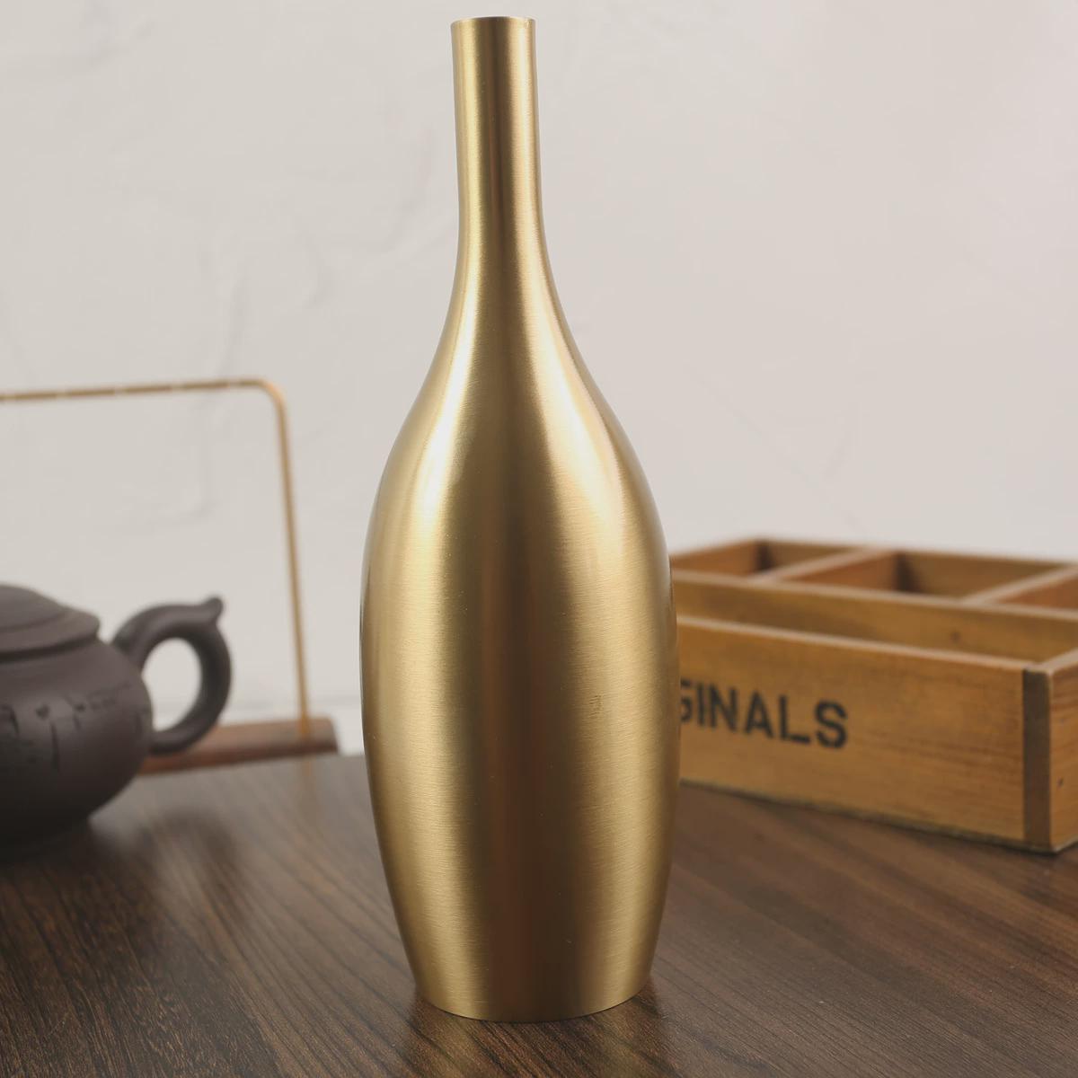 黄铜花瓶摆件装饰家居创意客厅纯铜瓶子金属工艺品欧式小铜器摆件