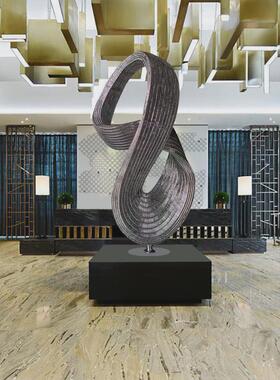 大型户外园林景观金属小品酒店大堂落地不锈钢飘带创意雕塑摆件