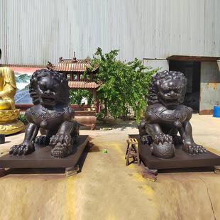 大型铸铜狮子北京雕塑宫门狮摆件动物雕塑小区酒店庭院门口铜狮狮