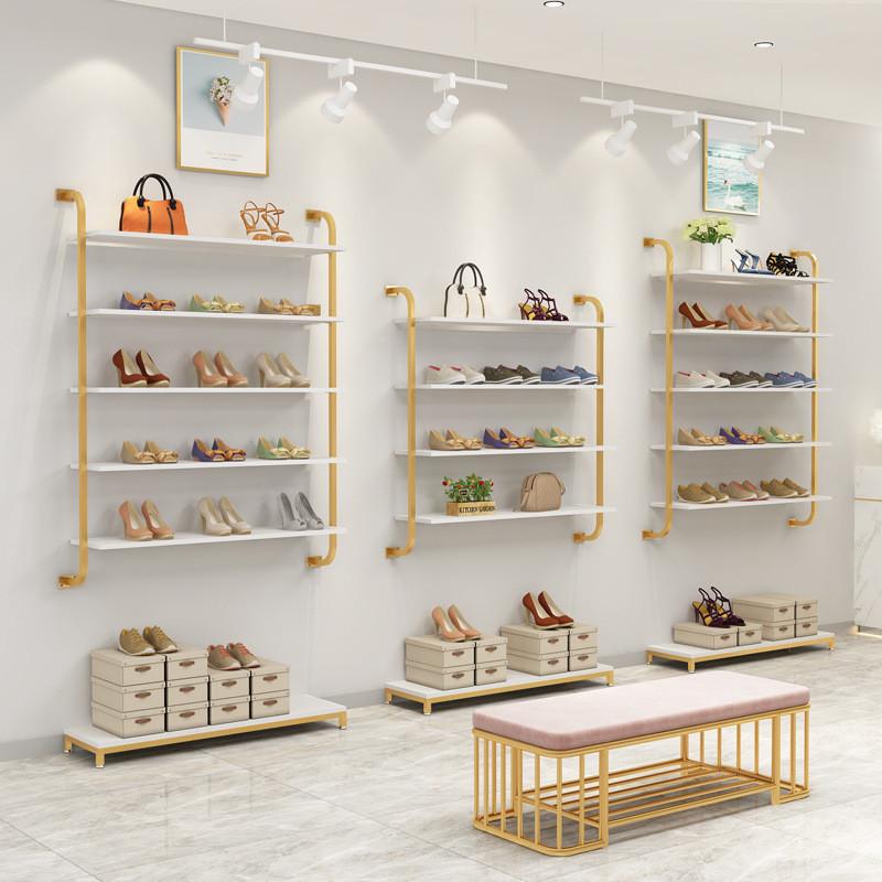 鞋店鞋架展示架壁挂式女装店包包陈列架子多层店铺商用鞋货架上墙