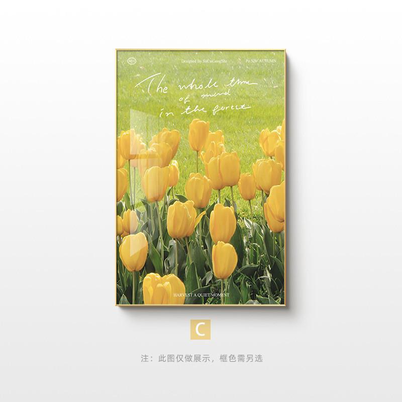 唯美餐厅桌面摆画小清新卧室挂画北欧ins风郁金香单幅客厅装饰画