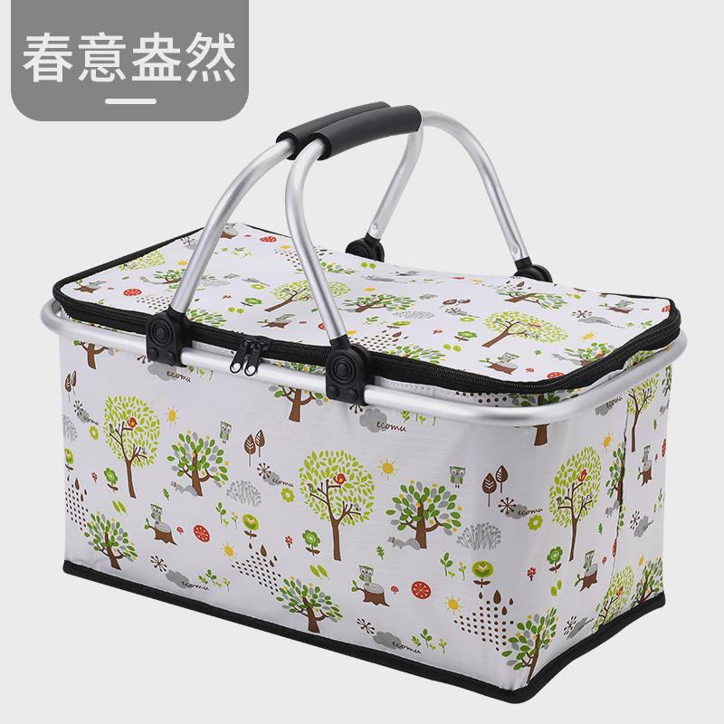 Q683加强保温双提手超市折叠购物篮快餐篮菜篮子牛津布篮子野