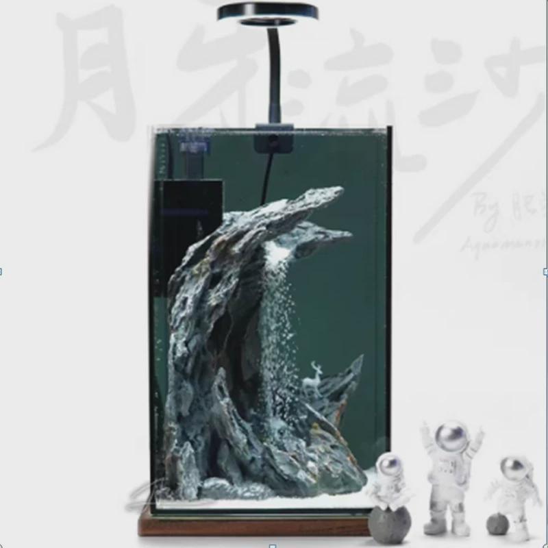 水族鱼缸造景景观积木骨架天空之城流沙石头灵魂山谷青龙松皮瀑布