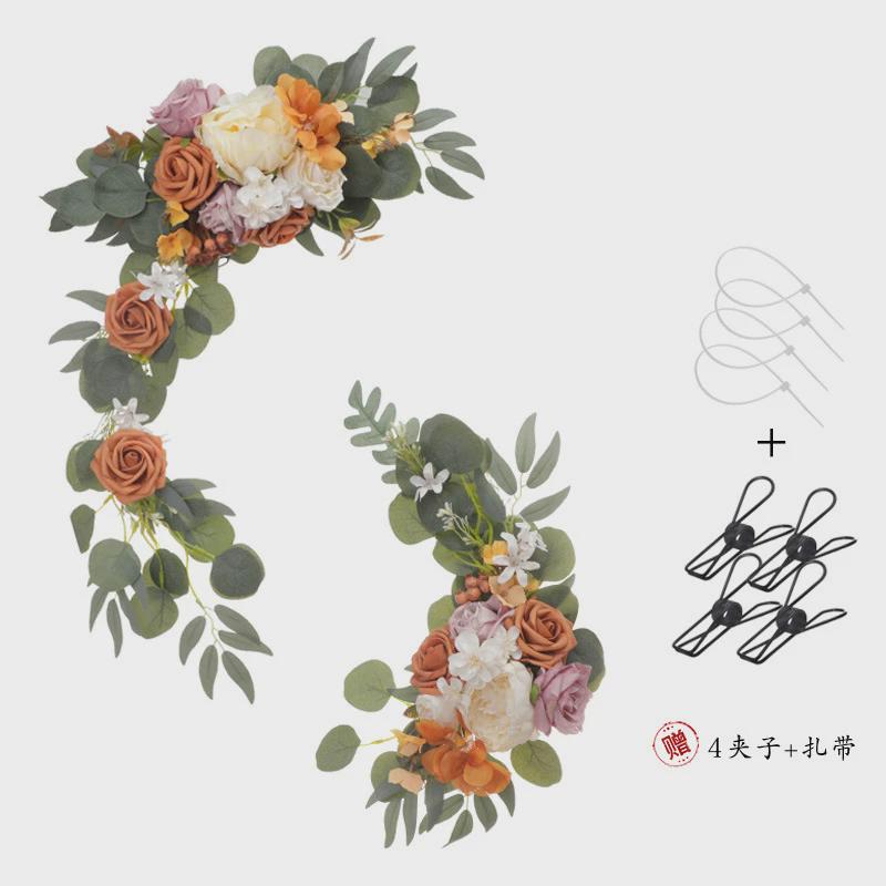 新款迎宾牌花外贸拱形花束婚礼现场布置玫瑰假花指引牌长廊装饰花