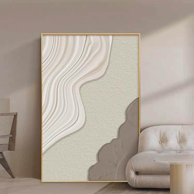 奶油风客厅装饰画侘寂风落地沙发背景墙挂画画抽象肌理画北欧壁画,家居饰品,现代装饰画,淘宝优惠券,粉丝福利购,淘宝优惠卷