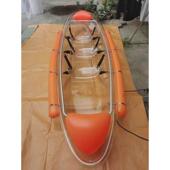 网红透明船双人透明皮划艇独木舟网红玻璃船PC透明水晶船景区手划