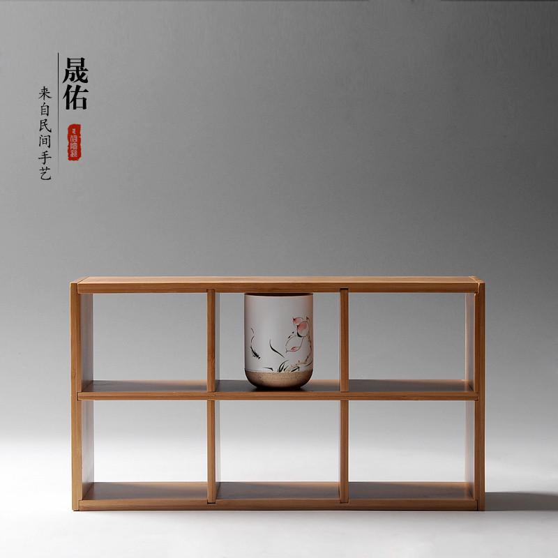 晟佑功夫茶具九宫竹制小号组装博古置物架茶壶茶杯收纳摆架展示架