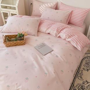 纯棉床笠100儿童床品宿舍床单三件套男孩被套被罩床上四件套全棉4