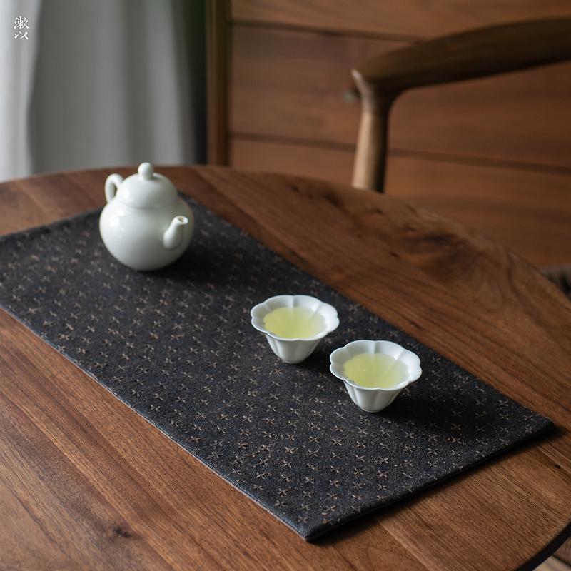 老料香云纱干泡茶席茶艺隔热垫家用复古桌旗刹寂日式古朴茶道小号