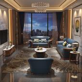 高端靠背新中式 实木头层牛皮沙发软包别墅客厅家具乌金木皮沙发