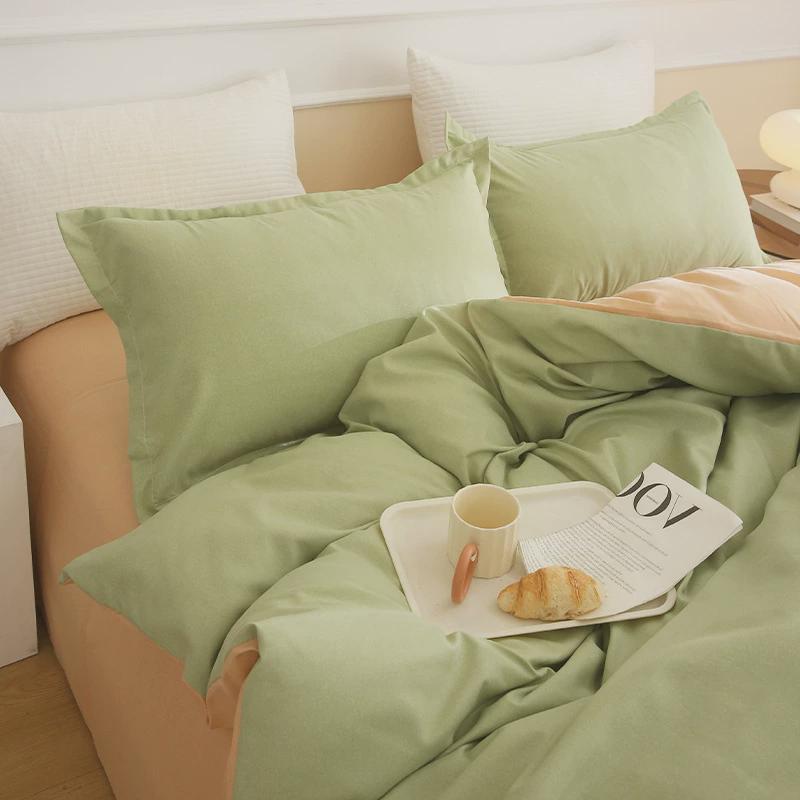 冬季四件套2023床上新款单人学生宿舍磨毛纯水洗棉简约三件套床品