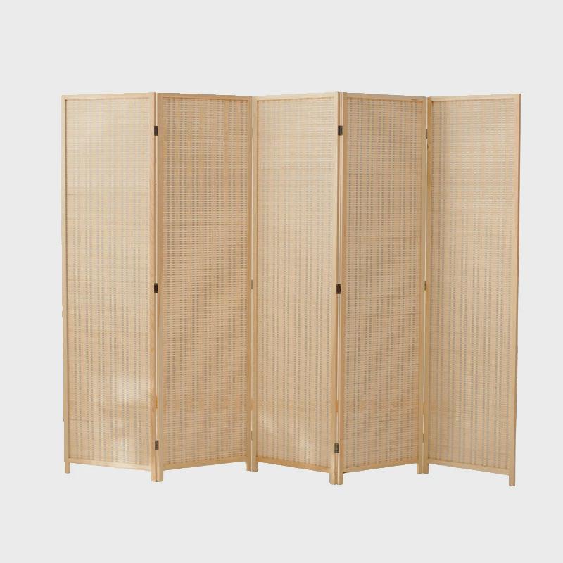 竹编实木屏风简易折叠移动折屏现代中式田园客厅酒店房间玄关隔断