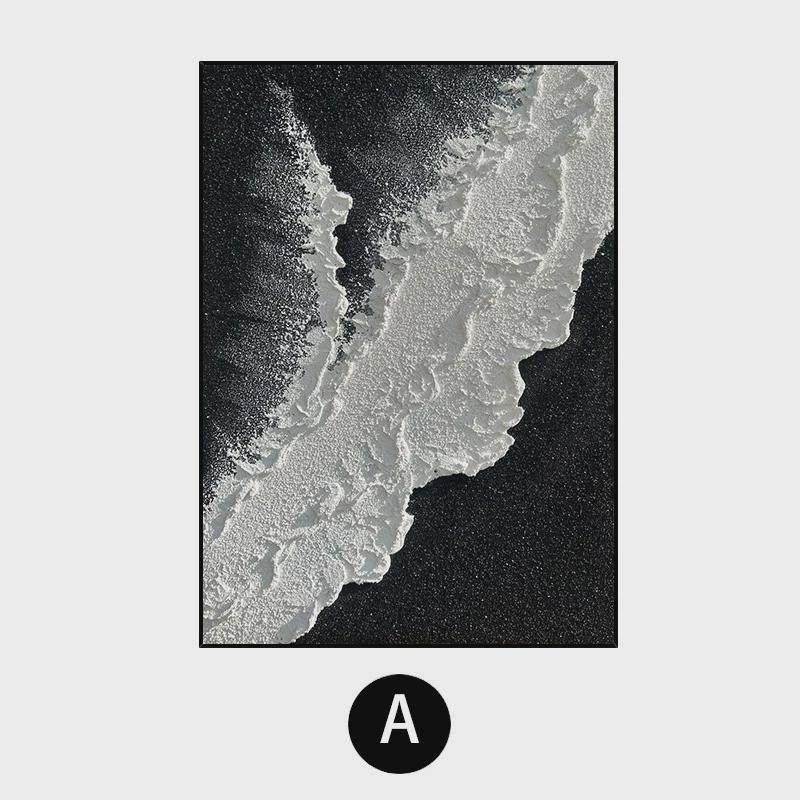 黑白立体客厅装饰画现代简约手绘油画厚肌理玄关装饰画餐厅挂画