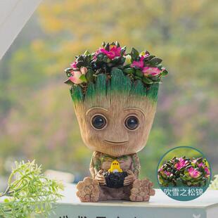 格鲁特鸟窝小花盆多肉植物仙人球仙人掌办公室桌面diy摆件好养活