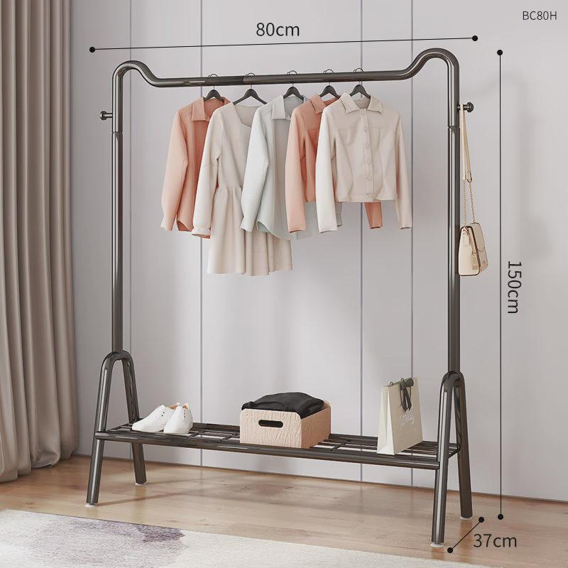 晾衣架落地家用简易衣架挂衣架子可移动室内收纳晾衣杆卧室衣帽架