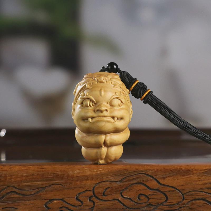 黄杨木雕盘玩手把件男士女文玩汽车载挂件西游记人物金角银角大王