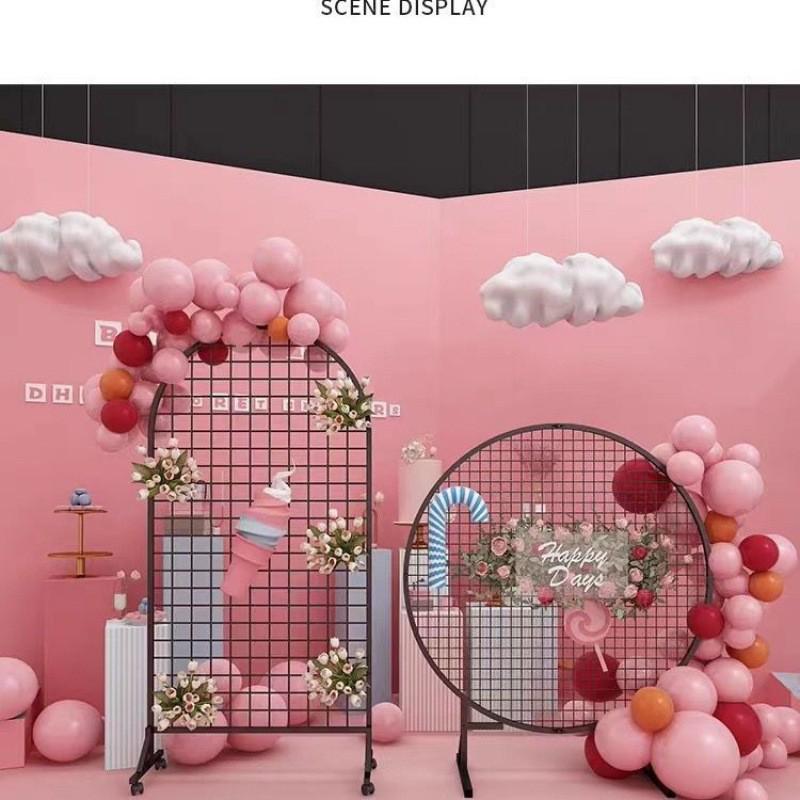 铁艺网格架圆形立式展示架超市幼儿园作品展示婚庆生日可折叠装饰