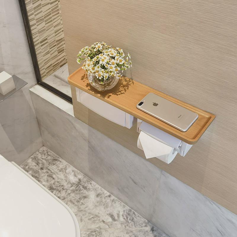 热销7wlo免打孔纸巾架卷纸厕所胡桃实木壁挂墙式卫生间器置物架收