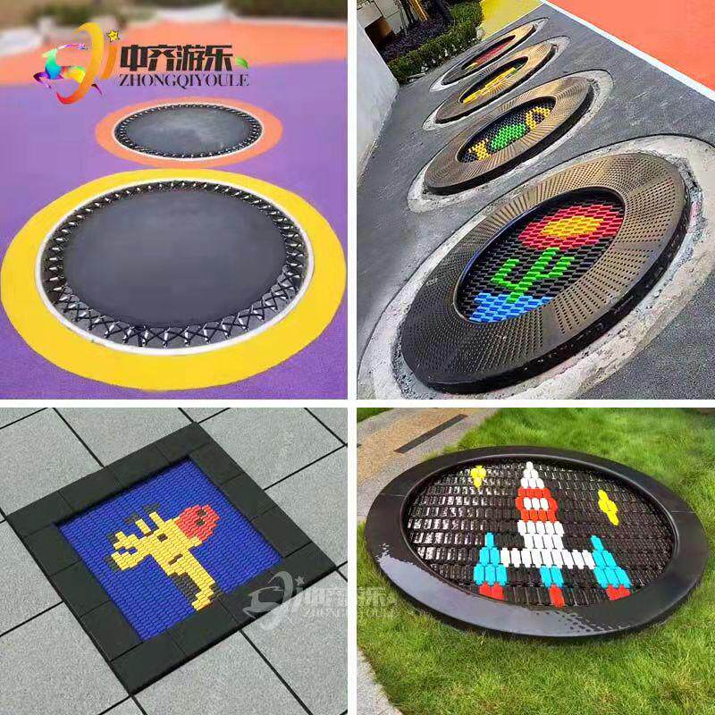 埋地蹦床方形大型户外儿童幼儿园跳跳床公园圆形蹦蹦床地面定制