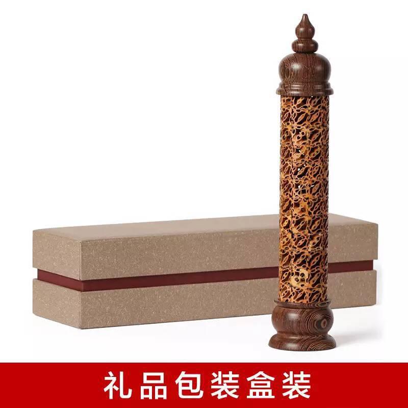 鸡翅木镂空核桃立式香炉铜香插红木香薰炉摆件实木质创意线香盒