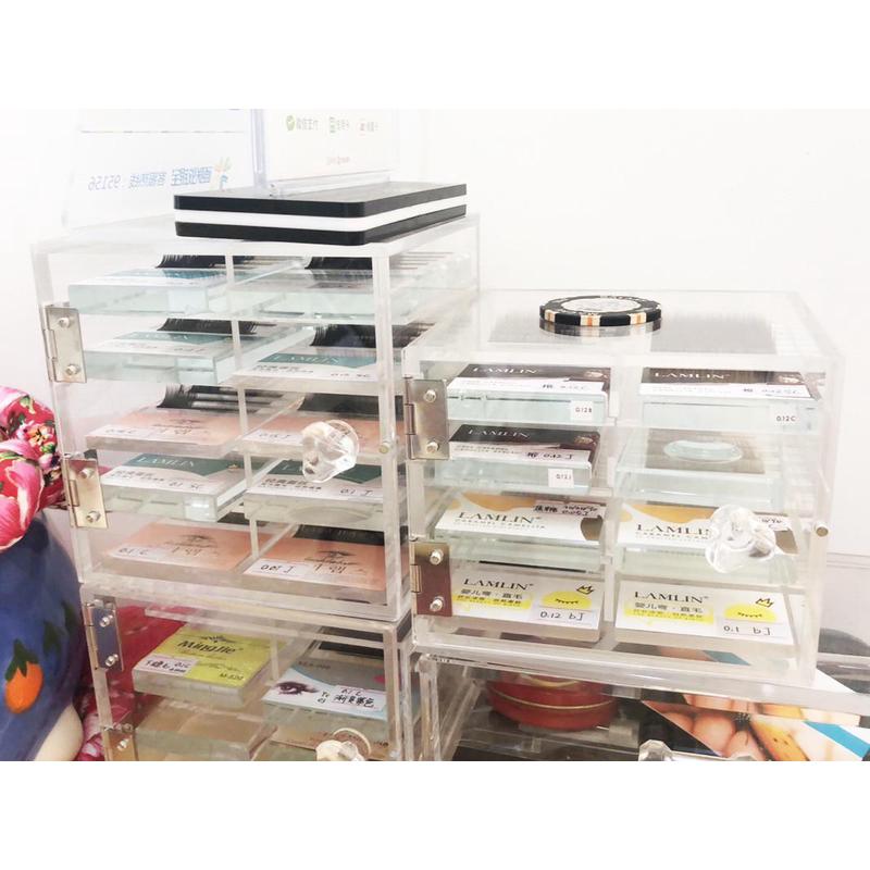 嫁接睫毛工具新款亚克力睫毛收纳盒存花盒带刻度水晶睫毛垫片