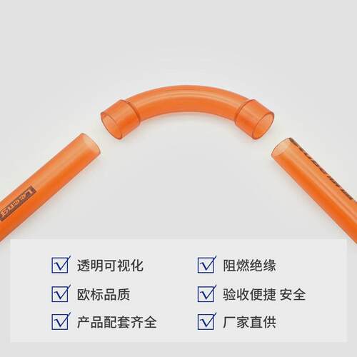 材通透明pvc管90度大弯通上墙弯3分16mm穿线管电线管4分20弯头管