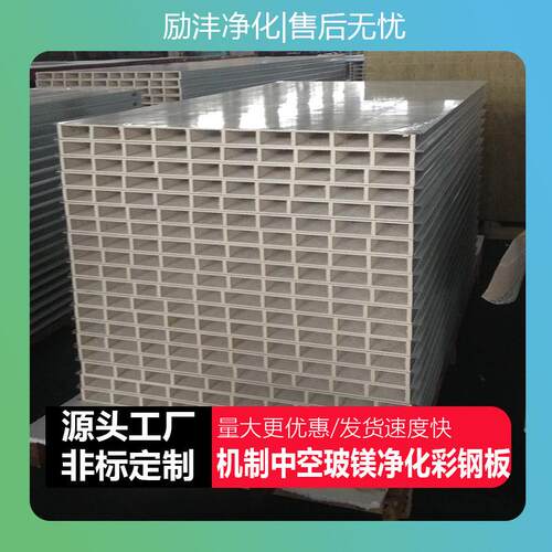 机制中空玻镁彩钢板复合夹芯净化板防火隔热洁净板隔墙无尘车间板
