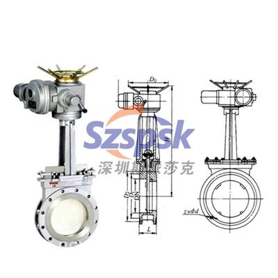 PZ973H电动对夹式不锈钢304/316刀闸阀DN50dn/80dn100dn125