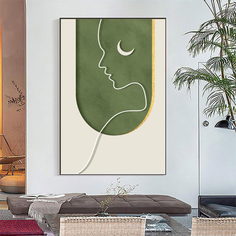 北欧玄关装饰画新中式现代客厅晶瓷镶钻挂画轻奢走廊过道入户壁画