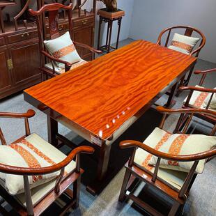 红花梨实木大板桌茶桌胡桃木简约办公桌红木餐桌花黑檀巴茶台定制